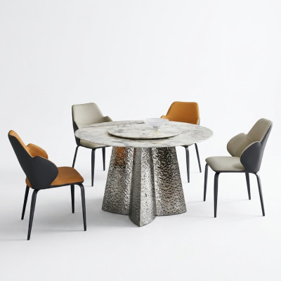 Moderne eetkamerset Designer eettafel 4x kunstleren stoelen Luxe 5-delige set