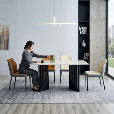 Eetkamerset Eettafel Ontwerper 6x kunstlederen stoelen Eettafel 7-delig
