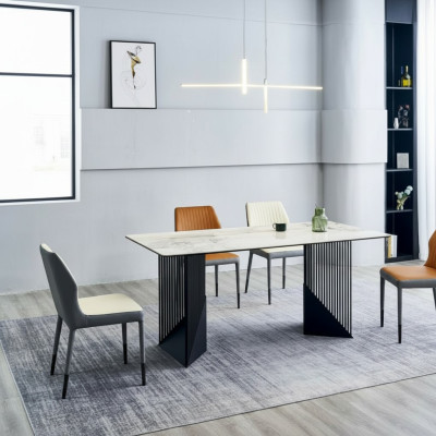Eetkamerset Eettafel Ontwerper 6x kunstlederen stoelen Eettafel 7-delig