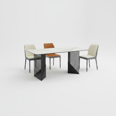 Eetkamerset Eettafel Ontwerper 6x kunstlederen stoelen Eettafel 7-delig