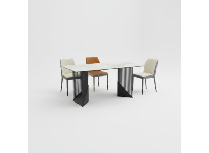 Eetkamerset Eettafel Ontwerper 6x kunstlederen stoelen Eettafel 7-delig