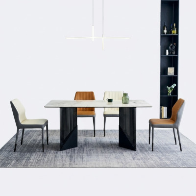 Moderne eetkamer meubelontwerp Eetgroep 4x gestoffeerde stoelen Eettafel