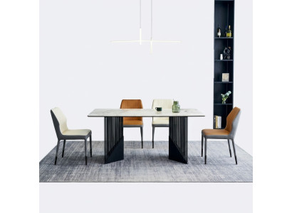 Moderne eetkamer meubelontwerp Eetgroep 4x gestoffeerde stoelen Eettafel