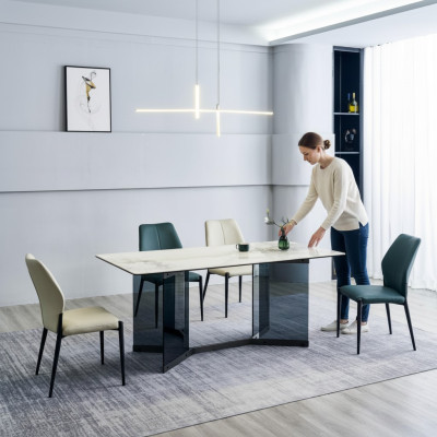 Witte eettafel Designer eetgroep 4x Moderne stoelen Luxe eetkamer
