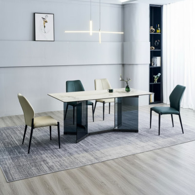 Witte eettafel Designer eetgroep 4x Moderne stoelen Luxe eetkamer