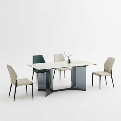 Witte eettafel Designer eetgroep 4x Moderne stoelen Luxe eetkamer