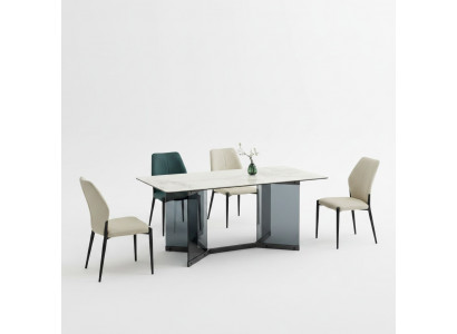 Witte eettafel Designer eetgroep 4x Moderne stoelen Luxe eetkamer