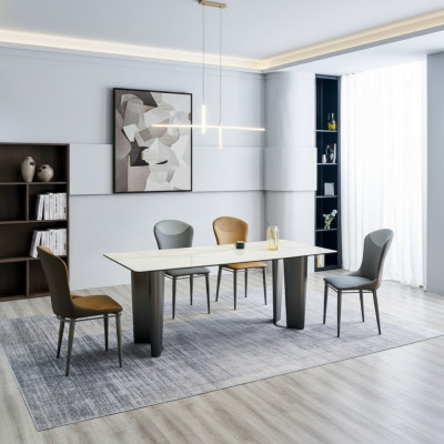 Eetkamerset Stijlvolle eettafel Keukenstoelen 4x Kunstleren stoelen