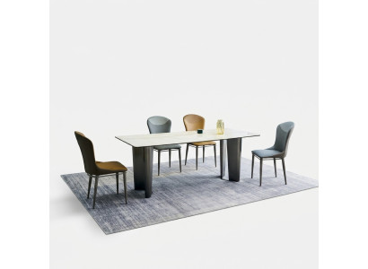 Eetkamerset Stijlvolle eettafel Keukenstoelen 4x Kunstleren stoelen