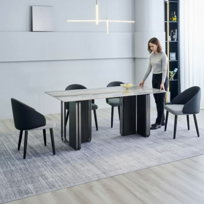 Rechthoekige eettafel 4x stoelen Moderne eetkamerset 5-delig Nieuw