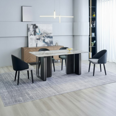 Edel eetkamermeubilair ontwerper eettafel 6 kunstleren stoelen 7-delige set