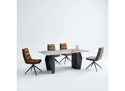 Stijlvolle eetkamermeubels Grijze eettafel 4x kunstleren stoelen Eenpersoons
