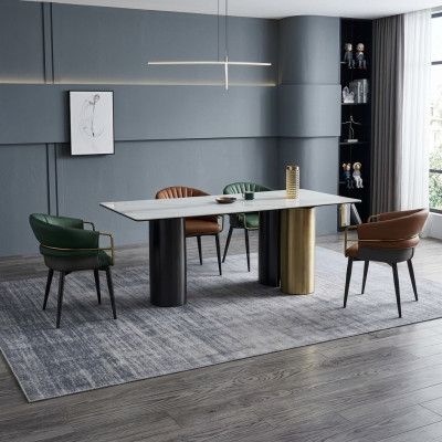 Eetkamerset Designer set Eettafel 4x kunstleren stoelen 5-delig