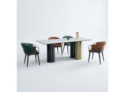 Stijlvolle eetkamerset, ontwerper eettafel, luxe zitgroep, 6 stoelen, 7 delen.