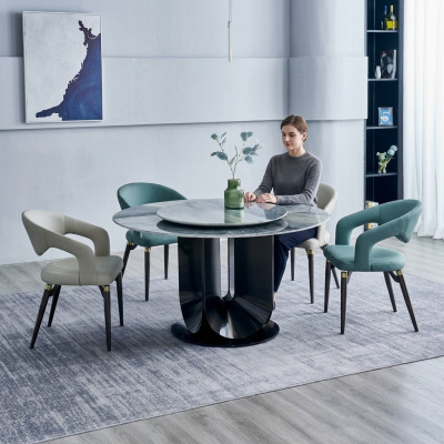 Moderne eetgroep Designer Ronde tafel 4 stoelen Eethoek 5-delig