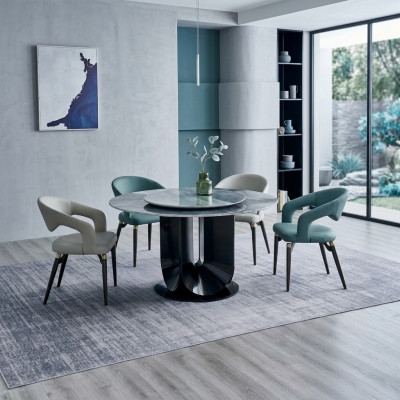 Moderne eetgroep Designer Ronde tafel 4 stoelen Eethoek 5-delig