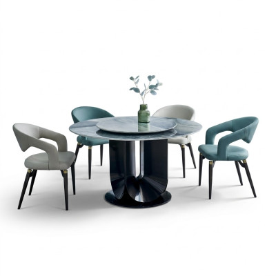Moderne eetgroep Designer Ronde tafel 4 stoelen Eethoek 5-delig