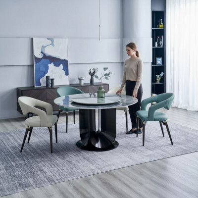 Designer eetkamer luxe ronde eettafel 6x stoelen stijlvolle eetgroep