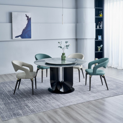 Designer eetkamer luxe ronde eettafel 6x stoelen stijlvolle eetgroep