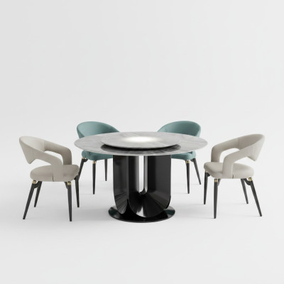 Designer eetkamer luxe ronde eettafel 6x stoelen stijlvolle eetgroep