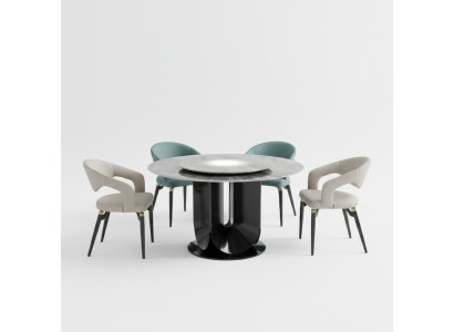 Designer eetkamer luxe ronde eettafel 6x stoelen stijlvolle eetgroep