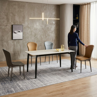 Eetkamerset Moderne Eettafel Ontwerper 6x Stoffenstoelen Eénzits Tafels