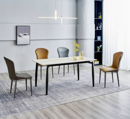 Eetkamerset Moderne Eettafel Ontwerper 6x Stoffenstoelen Eénzits Tafels
