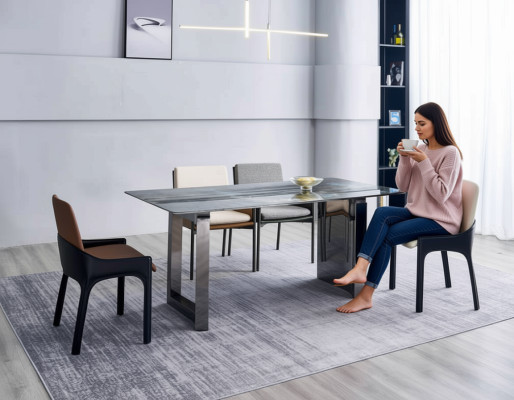 Eetkamerset Designer 4x stoelen Moderne zitgroep Luxe rechthoekige tafel