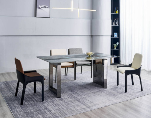 Eetkamerset Designer 4x stoelen Moderne zitgroep Luxe rechthoekige tafel