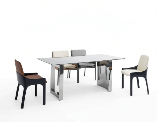 Eetkamerset Designer 4x stoelen Moderne zitgroep Luxe rechthoekige tafel