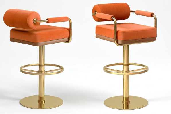 Oranje Barkruk Roestvrijstalen zitter Elegant éénzits Modern lounge meubilair