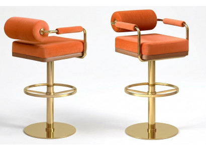 Oranje Barkruk Roestvrijstalen zitter Elegant éénzits Modern lounge meubilair