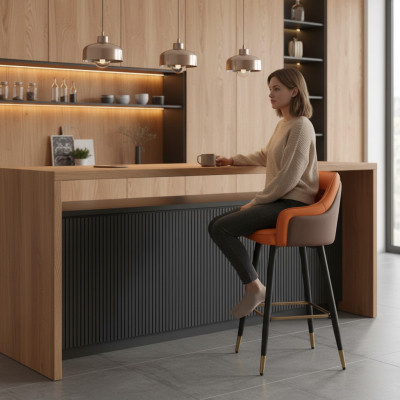 Ontwerper Oranje Barkruk Lounge Stoel 1-zits Modern Nieuw