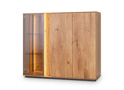 Lichtbruine vitrine ontwerper eetkamer dressoir houten kasten LED-kast