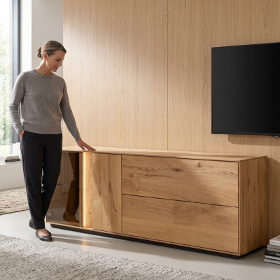 Bruine tv-kast woonkamer tv-standaard designer LED-dressoir laag tv-meubel