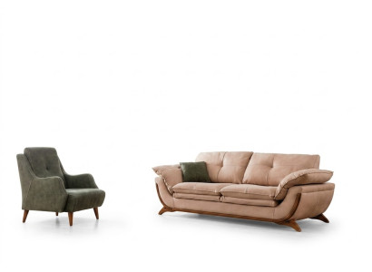 Bankstel Woonkamer Set Designer Driezitsbank Luxe Stoffen Fauteuil 2-delig