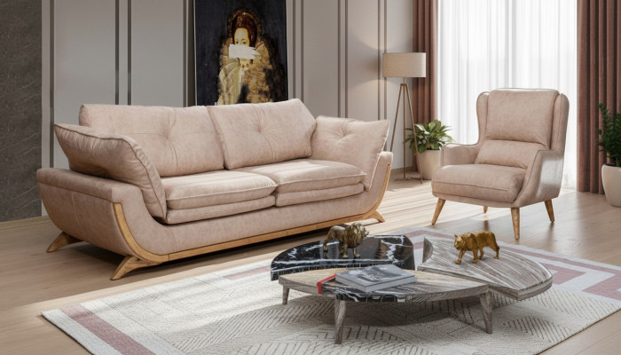 Beige zitgroep Luxe banken Designer bankstel 3+1 zits meubels