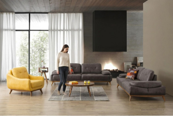 Stijlvolle woonkamerontwerpset Driesitzer Moderne fauteuil 2-delig.