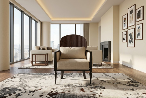 Woonkamer Witte fauteuil Ontwerper Eenpersoons Luxe Relaxfauteuil 1-Zits Nieuw