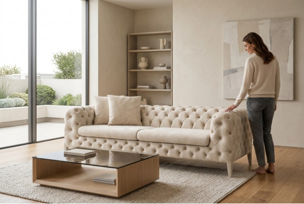 Woonkamer Witte Vierzits Designer Luxe Bankstel 4-Zitter Gestoffeerde Bank