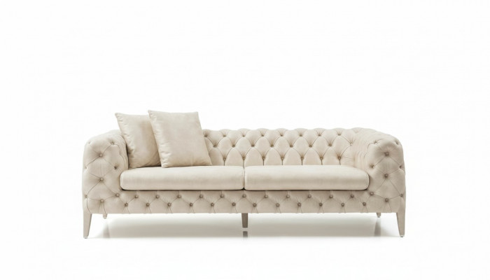 Woonkamer Witte Vierzits Designer Luxe Bankstel 4-Zitter Gestoffeerde Bank