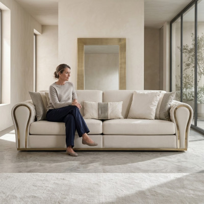 Witte driezits designbank Luxe 3-zits textiel zitmeubel