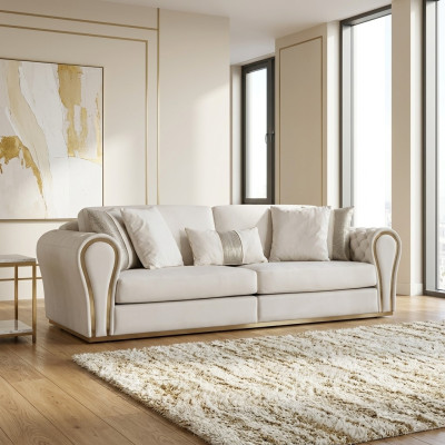 Witte driezits designbank Luxe 3-zits textiel zitmeubel
