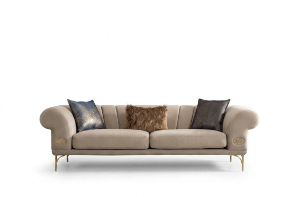 Beige driezits luxe gestoffeerde bankstel woonkamer zitmeubelen 3-zits nieuw