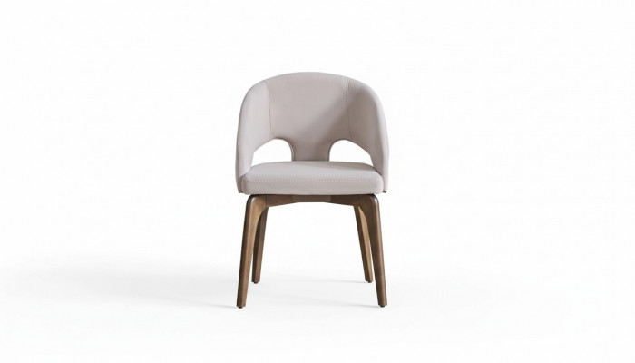 Witte eetkamerstoel Stijlvolle fauteuil Gestoffeerde stoelen Moderne houten poten