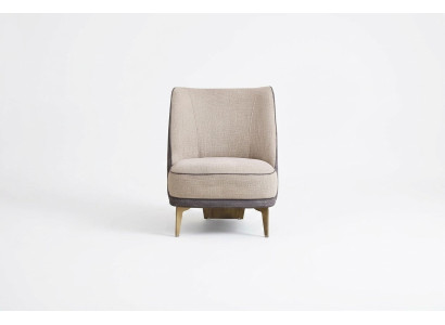 Grijze-beige fauteuil, designer eenzitter armstoel voor de woonkamer, 1-zits nieuw.