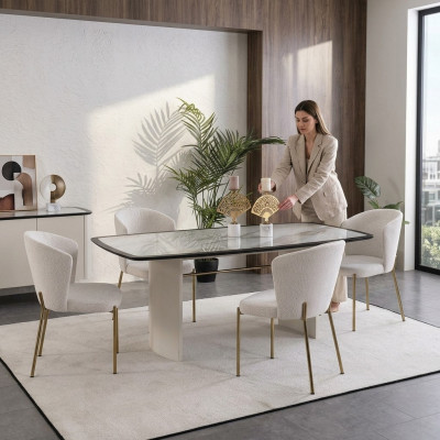 Witte eetkamerset Designer eettafel 4x stoelen houten meubels Luxe 5 delen
