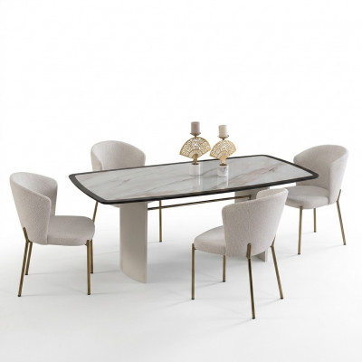 Witte eetkamerset Designer eettafel 4x stoelen houten meubels Luxe 5 delen