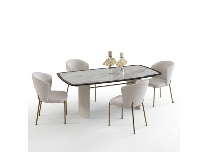 Witte eetkamerset Designer eettafel 4x stoelen houten meubels Luxe 5 delen
