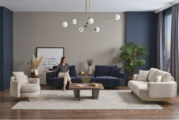 Woonkamer bankstel set 4+3+1 zitter designbank meubelen textiel bekleding nieuw  Woonkamer bankstel set 4+3+1 zitplaatsen designbank meubelen textiel bekleding nieuw